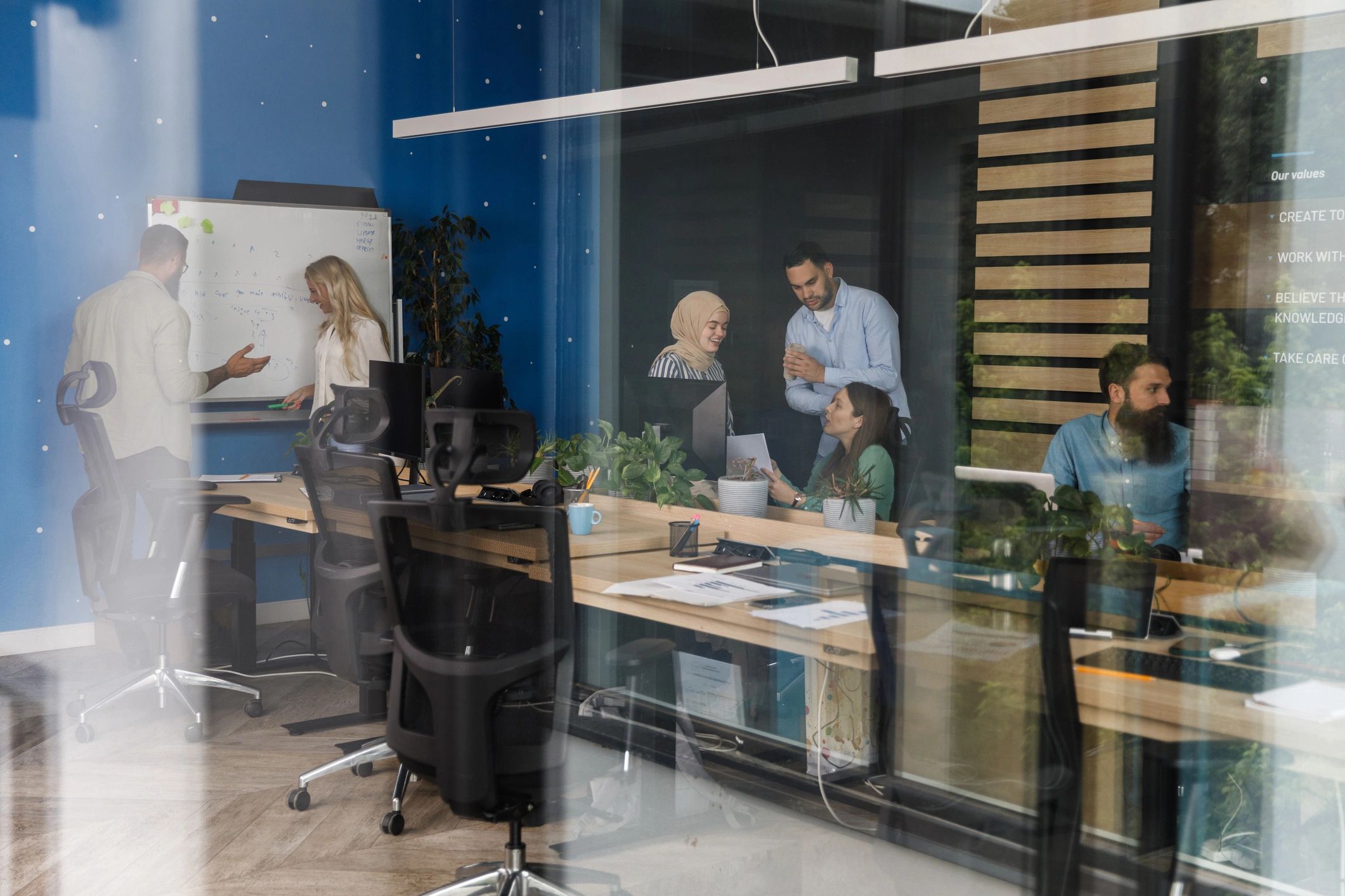 Business team collaborating in a modern office